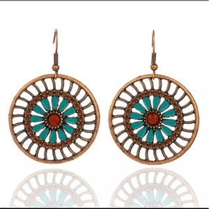 Round Enameled Dangle Earrings